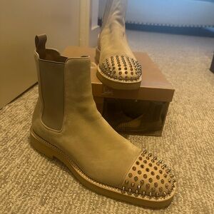 Christian Louboutin Tan Studded Boots